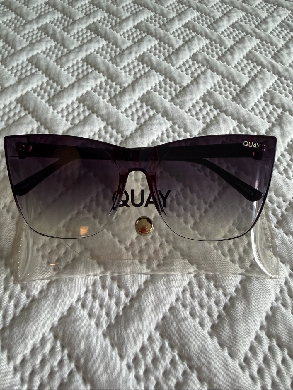 Quay Australia Oversized Purple Gradient Shield Sunglasses